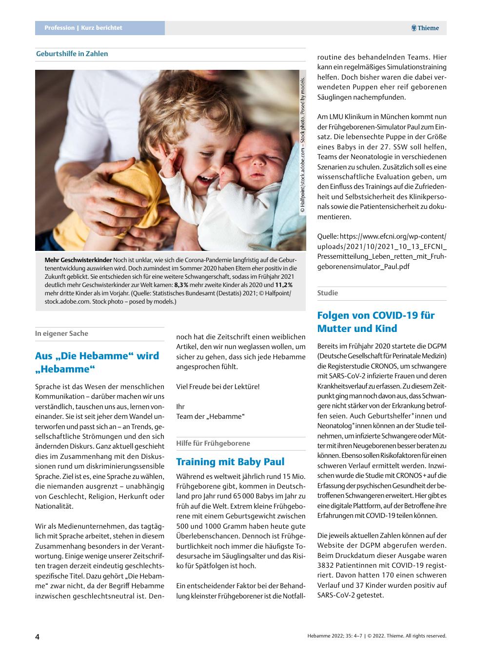 Vorschauseite 1: Aus „Die Hebamme“ wird „Hebamme“.