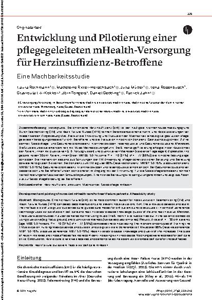 Vorschauseite 1: Entwicklung und Pilotierung einer pflegegeleiteten mHealth-Versorgung für Herzinsuffizienz-Betroffene