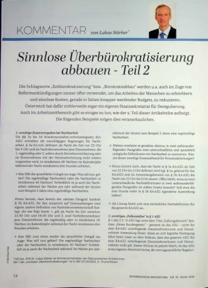 Vorschauseite 1: Sinnlose Uberbürokratisierung abbauen - Teil 2