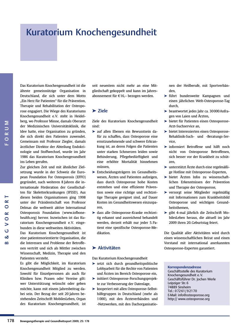 Vorschauseite 1: Kuratorium Knochengesundheit