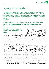 Vorschauseite 1: Europa sozial machen. Empfehlungen des Deutschen Vereins zur Wahl des Europäischen Parlaments 2024.
