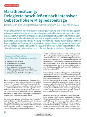 Vorschauseite 1: Marathonsitzung: Delegierte beschließen nach intensiver Debatte höhere Mitgliedsbeiträge