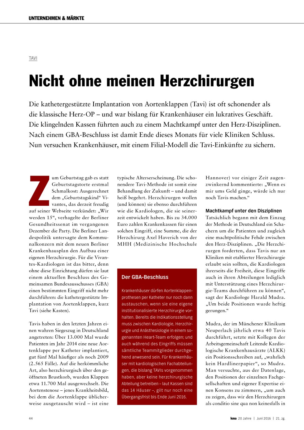 Vorschauseite 1: Tavi: Nicht ohne meinen Herzchirurgen