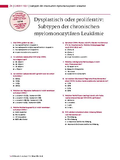 Vorschauseite 5: Dysplastisch oder proliferativ: Subtypen der chronischen myelomonozytären Leukämie