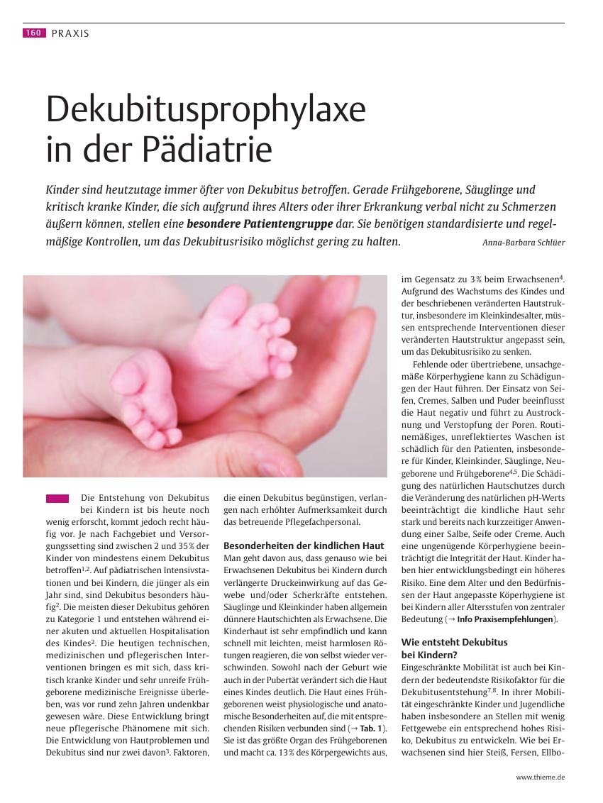 Vorschauseite 1: Dekubitusprophylaxe in der Pädiatrie