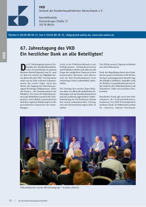 Vorschauseite 1: 67. Jahrestagung des VKD Ein herzlicher Dank an alle Beteiligten!