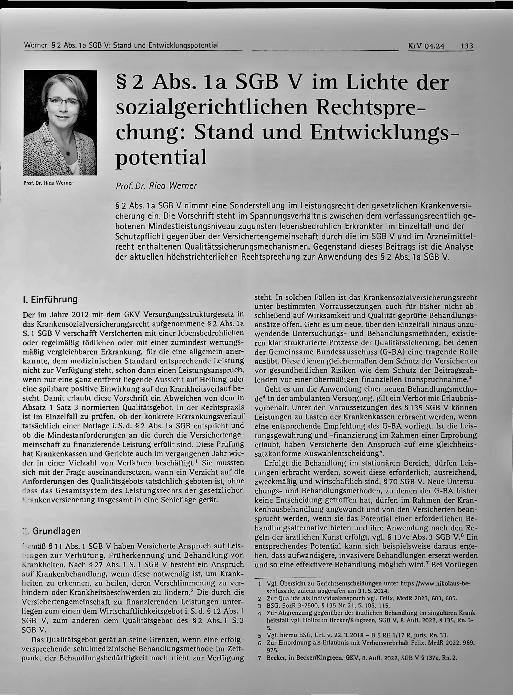 Vorschauseite 1: § 2 Abs. 1a SGB V im Lichte der sozialgerichtlichen Rechtsprechung: Stand und Entwicklungspotenzial