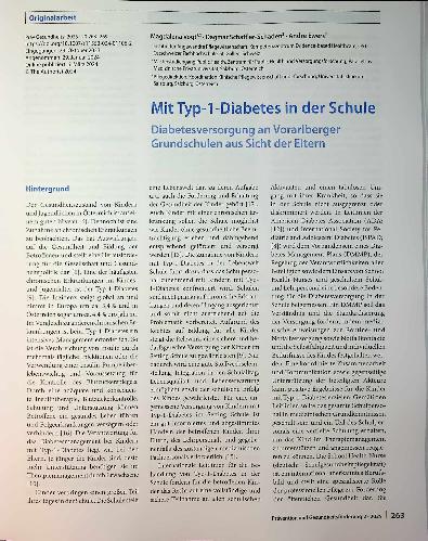 Vorschauseite 1: Mit Typ-1-Diabetes in der Schule Diabetesversorgung an Vorarlberger Grundschulen aus Sicht der Eltern