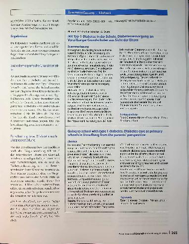 Vorschauseite 3: Mit Typ-1-Diabetes in der Schule Diabetesversorgung an Vorarlberger Grundschulen aus Sicht der Eltern