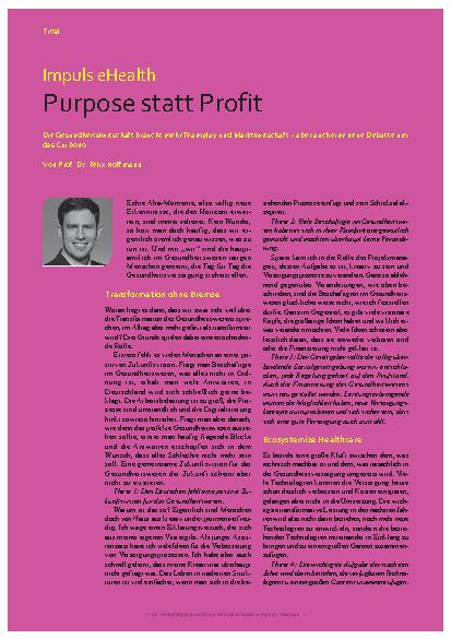 Vorschauseite 1: Impuls eHealth Purpose statt Profit