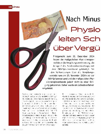 Vorschauseite 1: Nach Minusangebot der Kassen: Physiotherapieverbände leiten Schiedsverfahren über Vergütungssätze ein