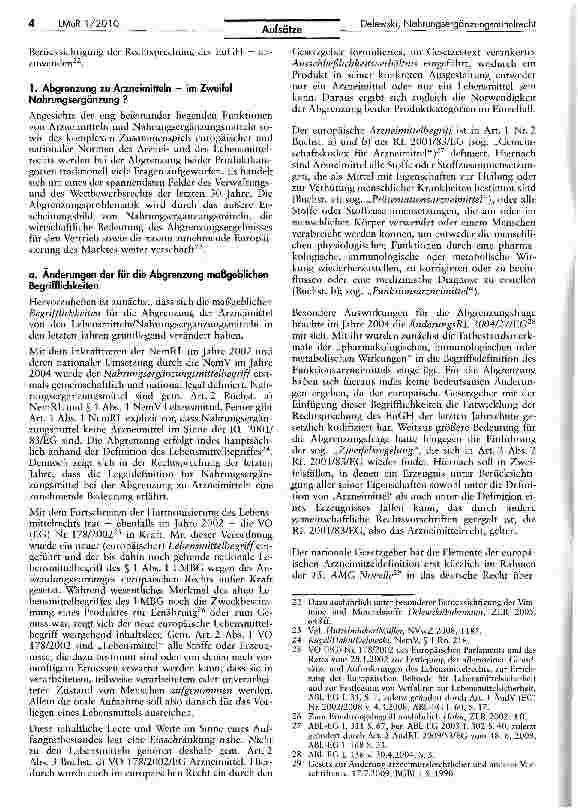 Vorschauseite 4: Die Entwicklung des Nahrungsergänzungsmittelrechts in den letzten Jahren
