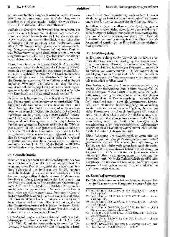 Vorschauseite 6: Die Entwicklung des Nahrungsergänzungsmittelrechts in den letzten Jahren