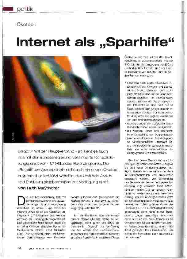 Vorschauseite 1: Internet als „Sparhilfe