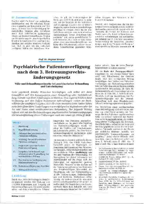 Vorschauseite 1: Psychiatrische Patientenverfügung nach dem 3. Betreuungsrechtsänderungsgesetz