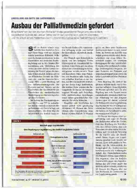 Vorschauseite 1: Ausbau der Palliativmedizin gefordert