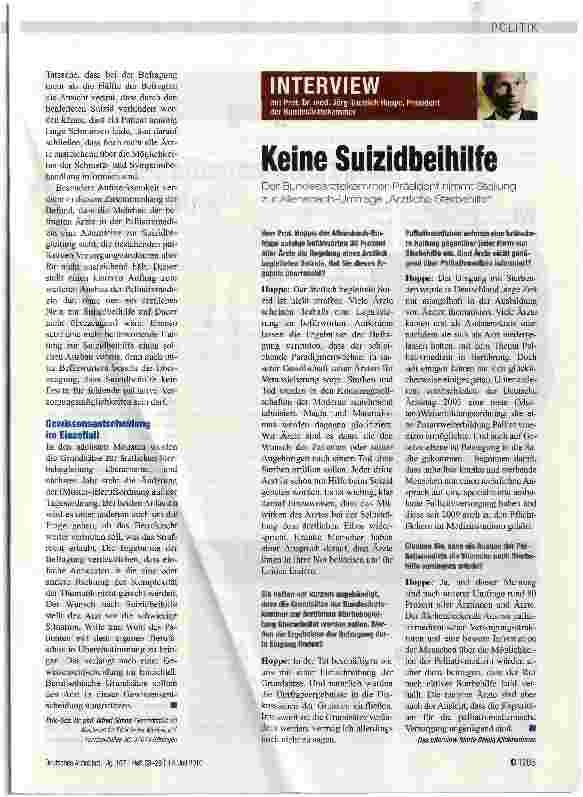 Vorschauseite 3: Ausbau der Palliativmedizin gefordert