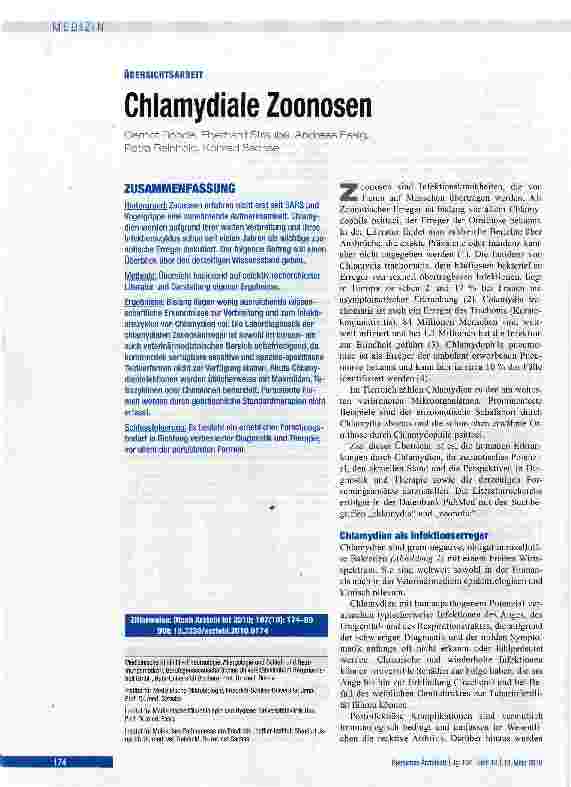 Vorschauseite 1: Chlamydiale Zoonosen