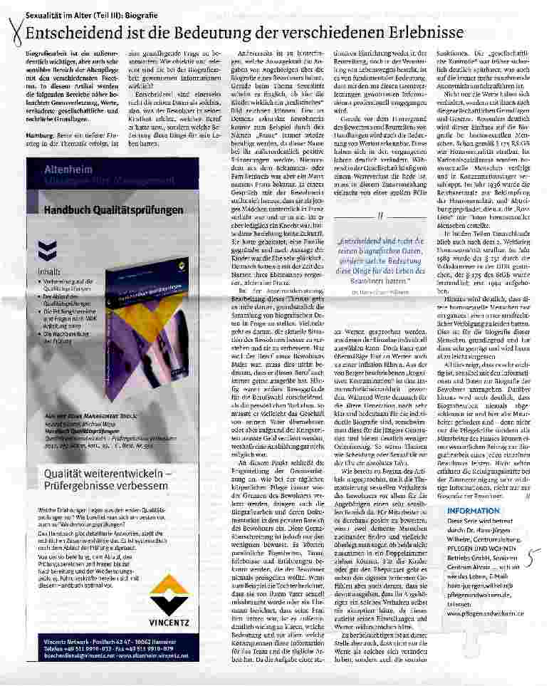 Vorschauseite 1: Sexualität im Alter (Teil III): Biografie Entscheidend ist die Bedeutung der verschiedenen Erlebnisse