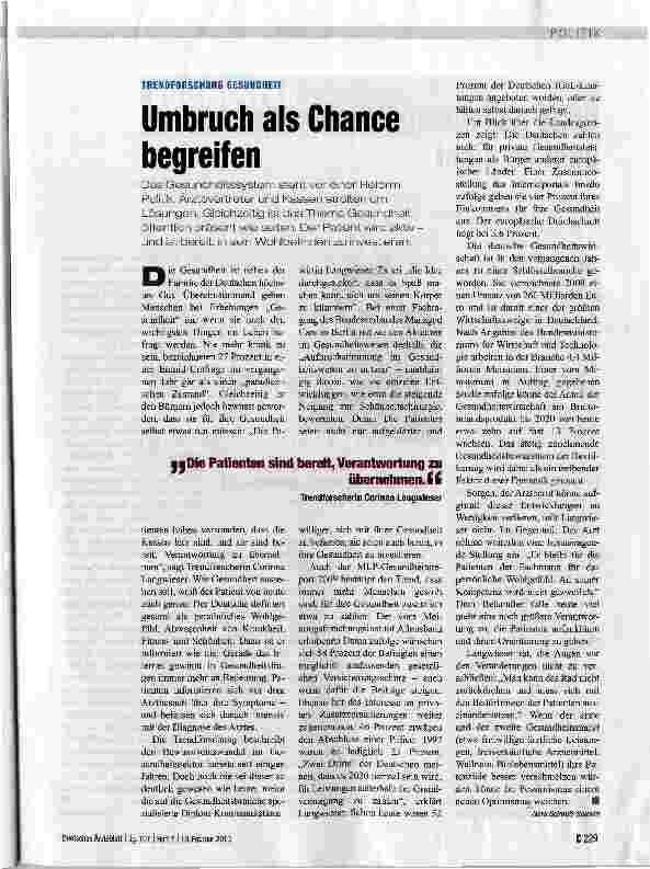 Vorschauseite 1: Umbruch als Chance begreifen