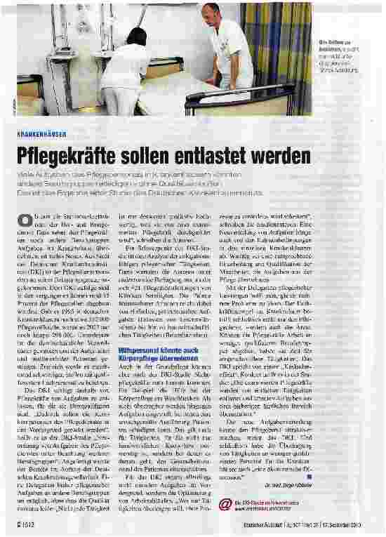 Vorschauseite 1: Pflegekräfte sollen entlastet werden