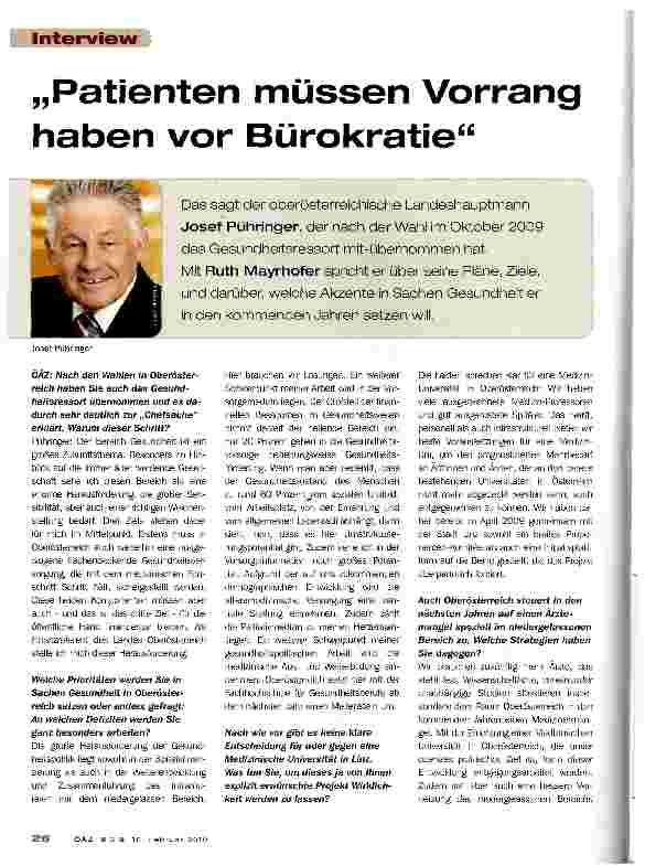 Vorschauseite 1: „Patienten müssen Vorrang haben vor Bürokratie