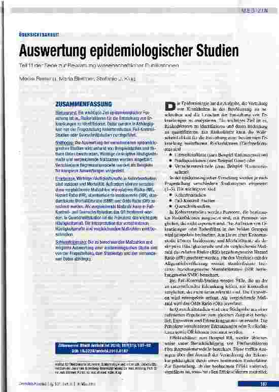 Vorschauseite 1: Auswertung epidemiologischer Studien