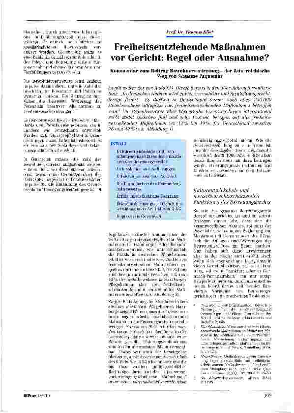 Vorschauseite 1: Freiheitsentziehende Maßnahmen vor Gericht: Regel oder Ausnahme?
