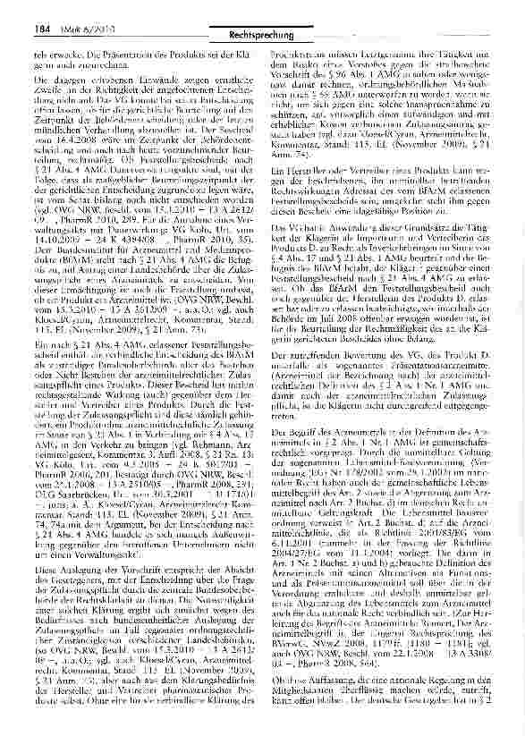 Vorschauseite 2: Abgrenzung von Lebensmittel und ArzneimittelAMG § 21 IV