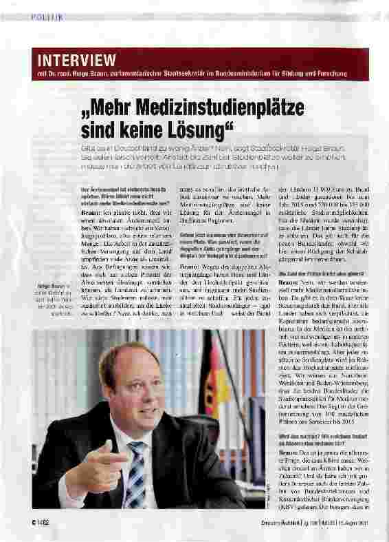 Vorschauseite 1: „Mehr Medizinstudienplätze sind keine Lösung