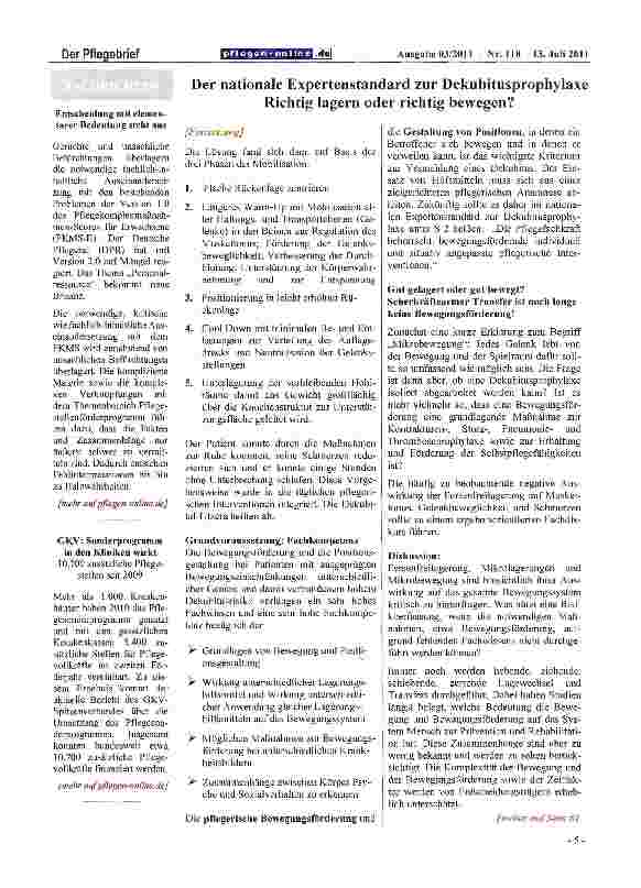 Vorschauseite 4: Der nationale Expertenstandard zur Dekubitusprophylaxe Richtig lagern oder richtig bewegen?