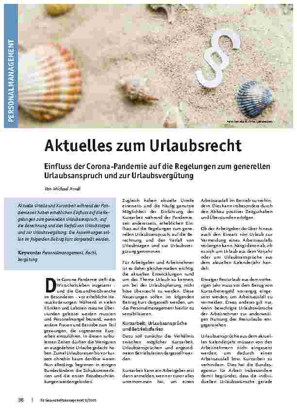 Vorschauseite 1: Aktuelles zum Urlaubsrecht