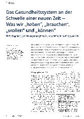Vorschauseite 1: Das Gesundheitssystem an der Schwelle einer neuen Zeit - Was wir „haben“, „brauchen“, „wollen“ und „können“