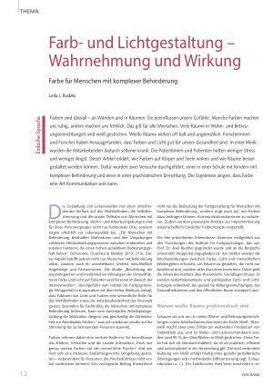 Vorschauseite 1: Farbund Lichtgestaltung – Wahrnehmung und Wirkung. Farbe für Menschen mit komplexer Behinderung
