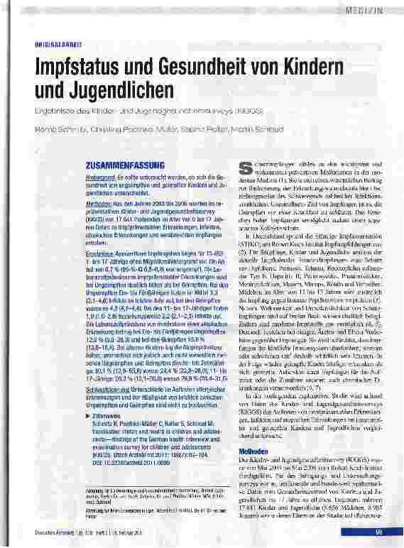 Vorschauseite 1: ORIGINALARBEITImpfstatus und Gesundheit von Kindern und Jugendlichen