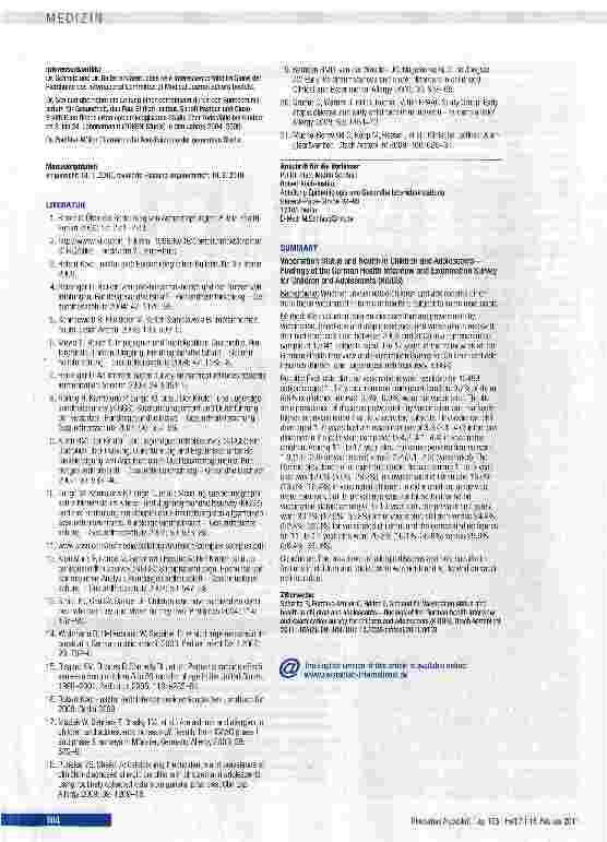 Vorschauseite 6: ORIGINALARBEITImpfstatus und Gesundheit von Kindern und Jugendlichen