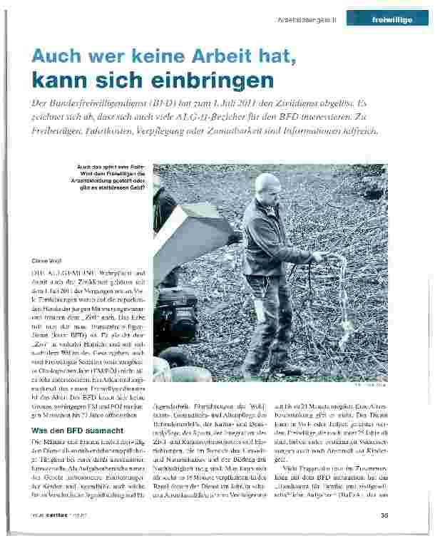 Vorschauseite 1: Auch wer keine Arbeit hat, kann sich einbringen