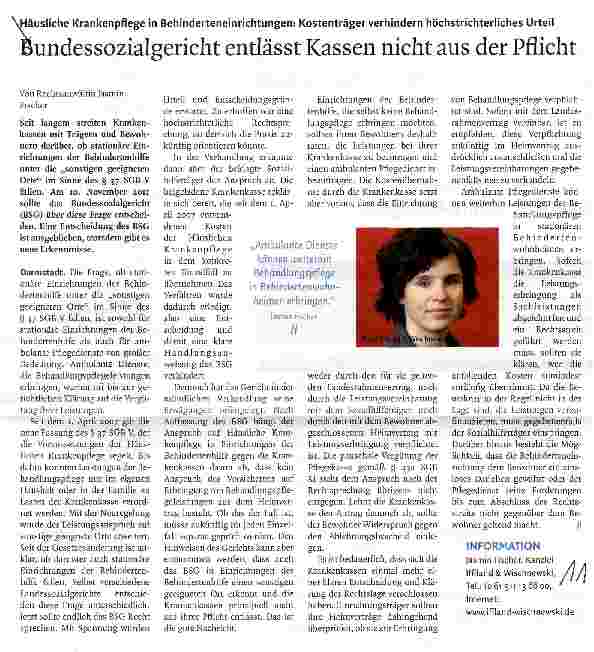 Vorschauseite 1: Bundessozialgericht entlässt Kassen nicht aus der Pflicht