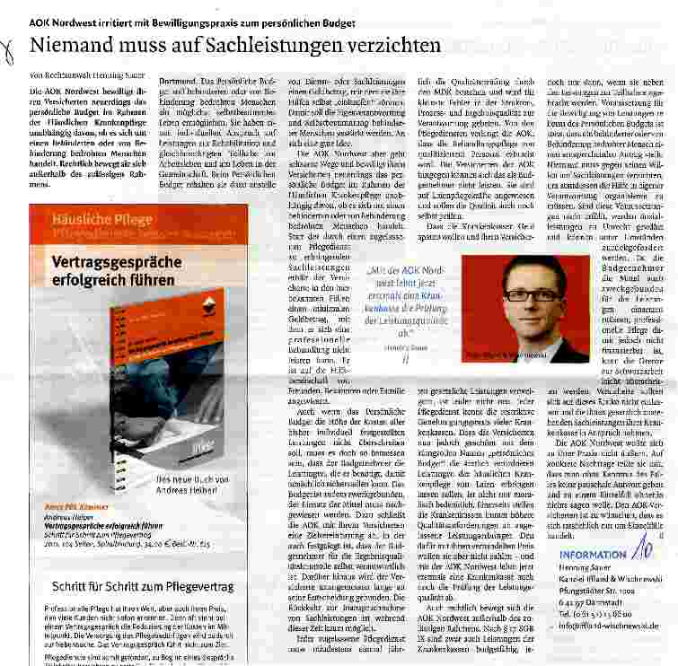 Vorschauseite 1: Niemand muss auf Sachleistungen verzichten