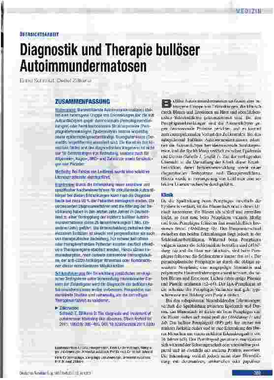 Vorschauseite 1: Diagnostik und Therapie bullöser Autoimmundermatosen