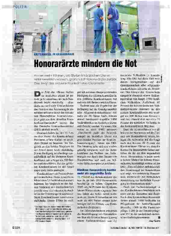 Vorschauseite 1: Honorarärzte mindern die Not