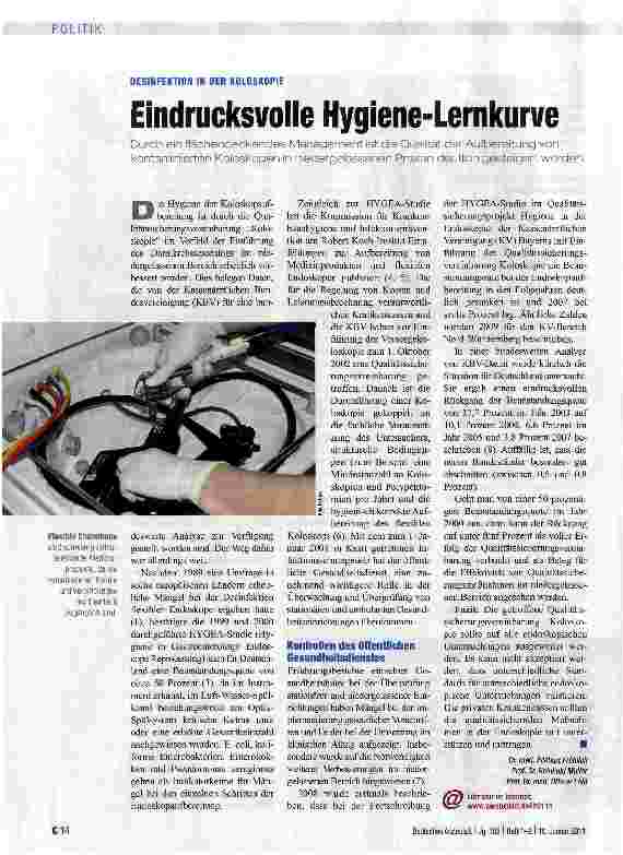 Vorschauseite 1: DESINFEKTION IN DER KOLOSKOPIEEindrucksvolle Hygiene-Lernkurve