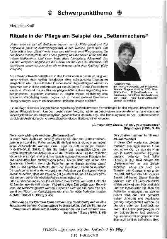 Vorschauseite 1: Rituale in der Pflege am Beispiel des Bettenmachens