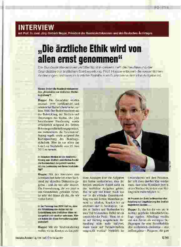 Vorschauseite 1: „Die ärztliche Ethik wird von allen ernst genommen