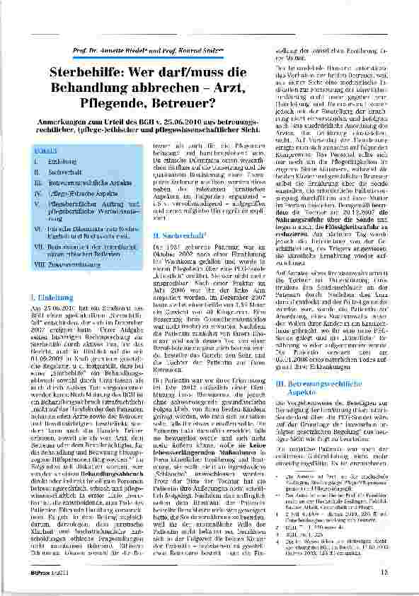 Vorschauseite 1: Sterbehilfe: Wer darf/muss die Behandlung abbrechen - Arzt, Pflegende, Betreuer?