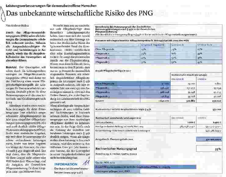 Vorschauseite 1: Leistungsverbesserungen für demenzbetroffene MenschenDas unbekannte wirtschaftliche Risiko des PNG