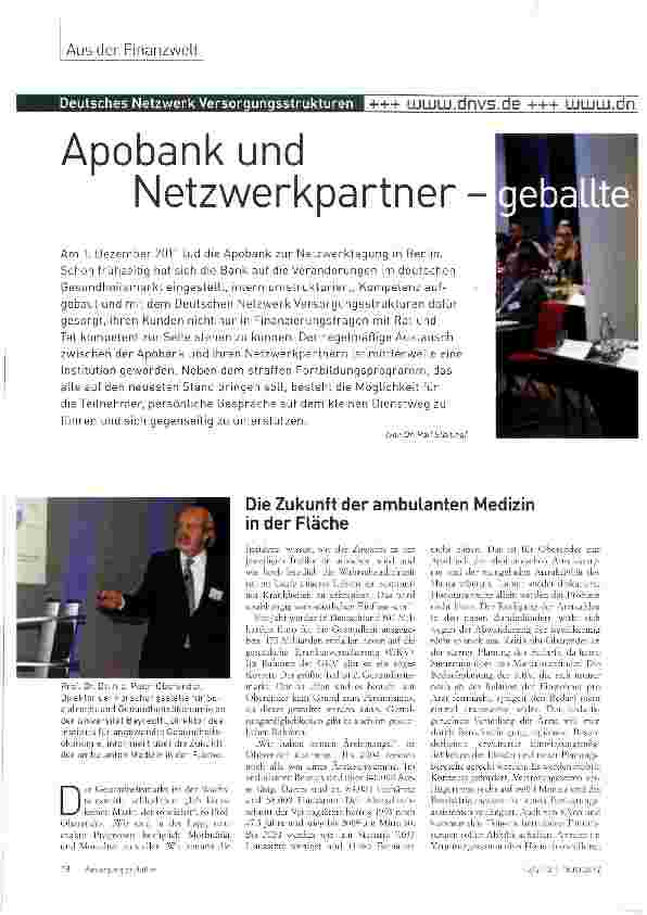 Vorschauseite 1: Apobank und Netzwerkpartner