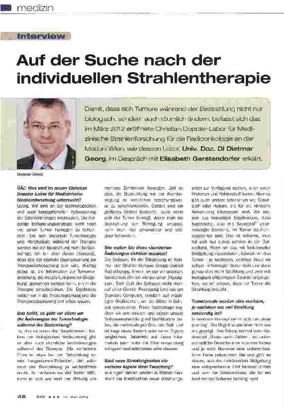 Vorschauseite 1: Auf der Suche nach der individuellen Strahlentherapie
