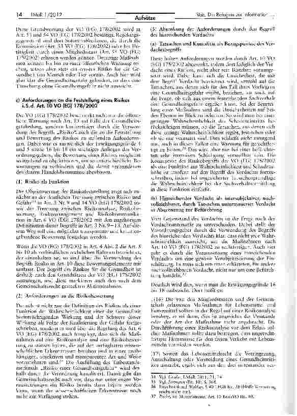 Vorschauseite 6: Die Befugnis zur Information der Öffentlichkeit bei täuschenden, aber die Gesundheit nicht gefährdenden Lebensmitteln
