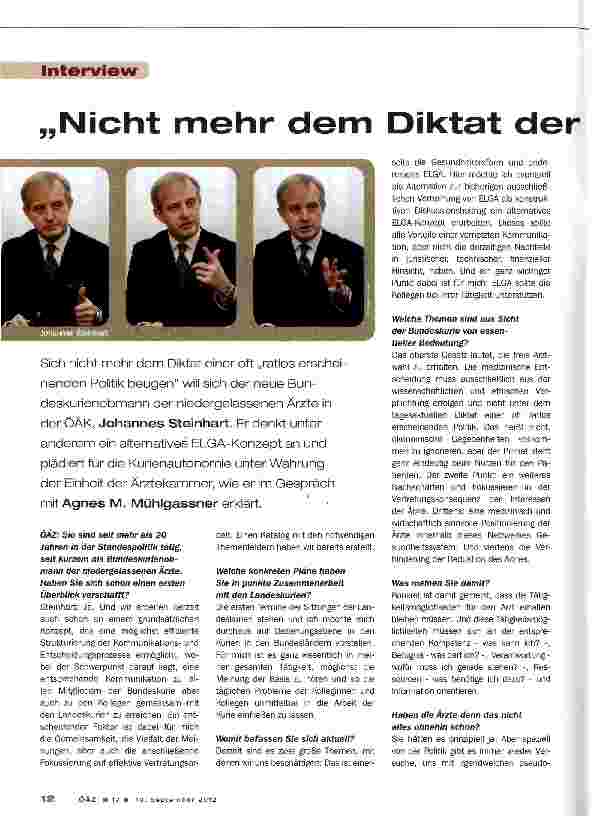 Vorschauseite 1: Nicht mehr dem Diktat der Politik beugen